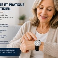 Montre parlante Touch Femme cuir noir