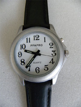 montre parlante homme cuir noir