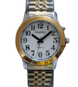 Montre parlante bicolore, pour Femme, bracelet métallique La montre parlante