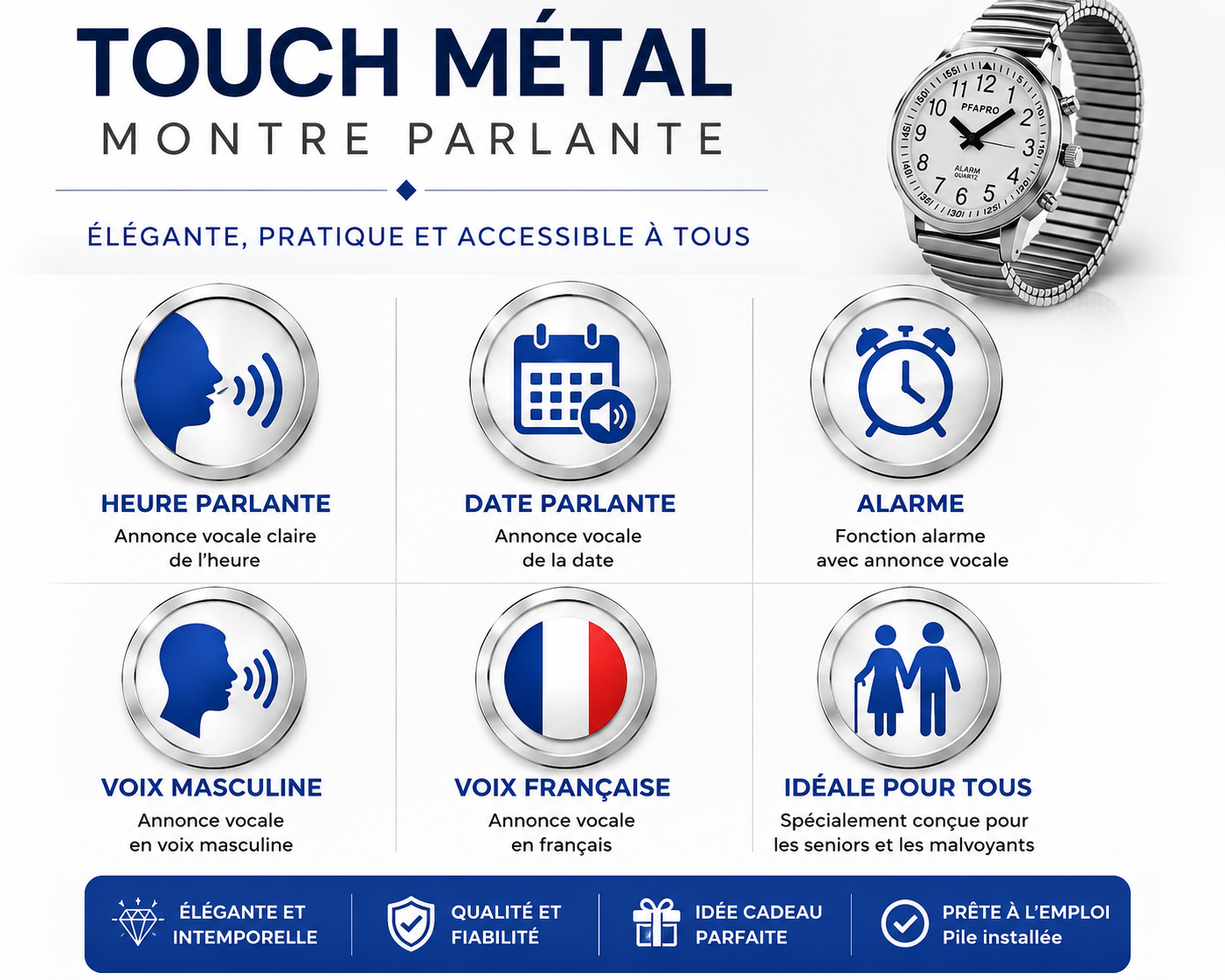 montre parlante TOUCH metal