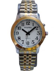 Montre parlante femme bicolore bracelet metallique