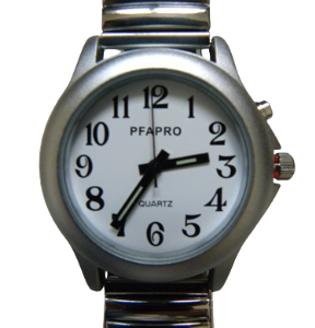 montre parlante avec bracelet métallique