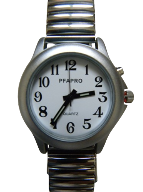 montre parlante avec bracelet métallique
