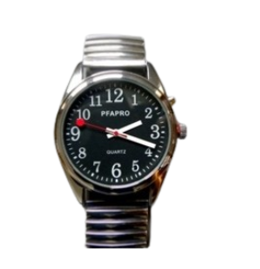 montre parlante homme fond noir